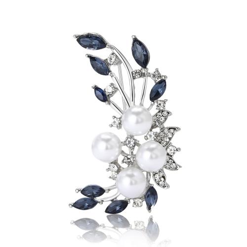 Zinc Alloy Brooches with Plastic Pearl for woman & with rhinestone Sold By PC