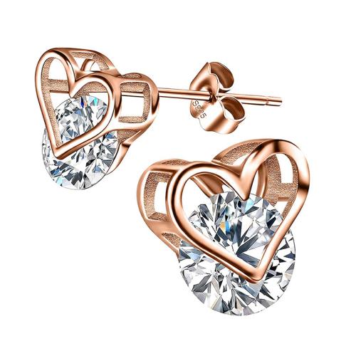 Cubic Zirconia micro pavimenta Sterling Silver Earring, 925 sterline d'argento, gioielli di moda & Micro spianare cubic zirconia & per la donna, Venduto da coppia