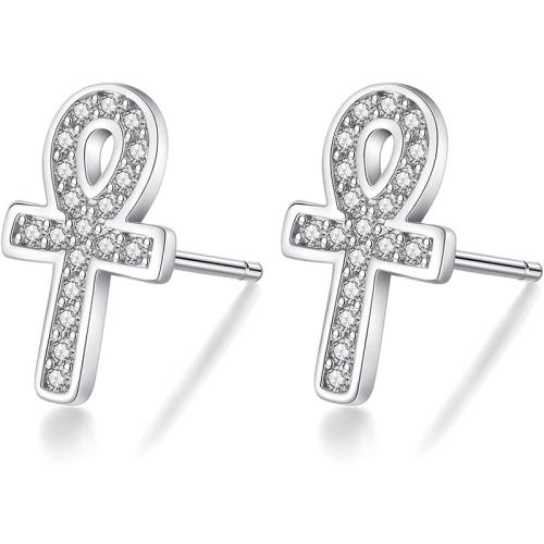 Pendientes de Micro Pavé de Zirconía Cúbica en Plata de Ley, Plata de ley 925, Joyería & micro arcilla de zirconia cúbica & para mujer, Vendido por Par