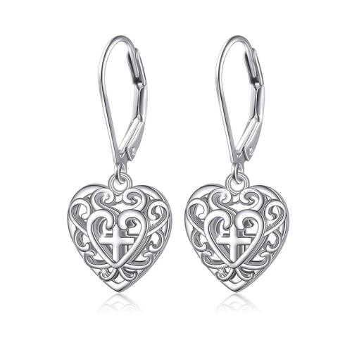 925 Sterling Silver Hoop Earrings Heart fashion jewelry & for woman Sold By Pair