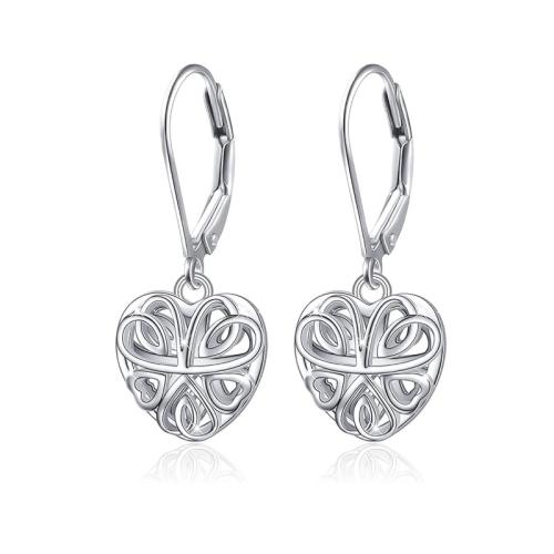 925 Sterling Silver Hoop Earrings Heart fashion jewelry & for woman Sold By Pair