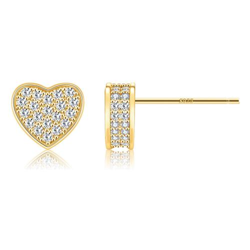 Cubic Zirconia Micro Pave Sterling Silver Earring 925 Sterling Silver Heart fashion jewelry & micro pave cubic zirconia & for woman Sold By Pair