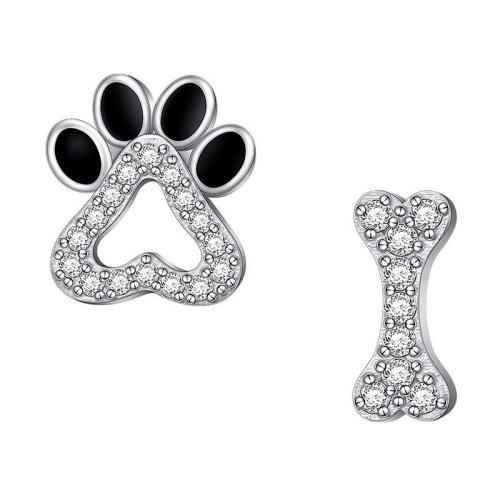 Pendientes de Micro Pavé de Zirconía Cúbica en Plata de Ley, Plata de ley 925, Joyería & micro arcilla de zirconia cúbica & para mujer, Vendido por Par