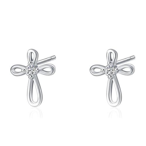 Cubic Zirconia Micro άνοιγαν Sterling Silver Σκουλαρίκι, 925 ασημένιο ασήμι, κοσμήματα μόδας & μικρο ανοίξει κυβικά ζιρκονία & για τη γυναίκα, 8x10mm, Sold Με Ζεύγος