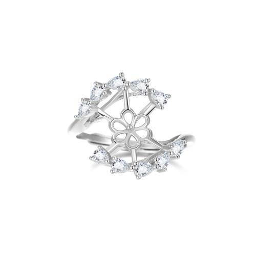 925 Sterling Sølv fingerring Setting, du kan DIY & forskellige stilarter for valg & Micro Pave cubic zirconia, flere farver til valg, Solgt af PC