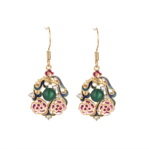 Brass Drop Earring with Jade fashion jewelry & for woman & enamel 42mm Sold By Pair