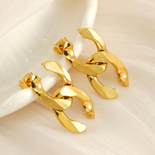 Stainless Steel Stud Earrings 304 Stainless Steel 18K gold plated fashion jewelry & for woman golden Sold By Pair