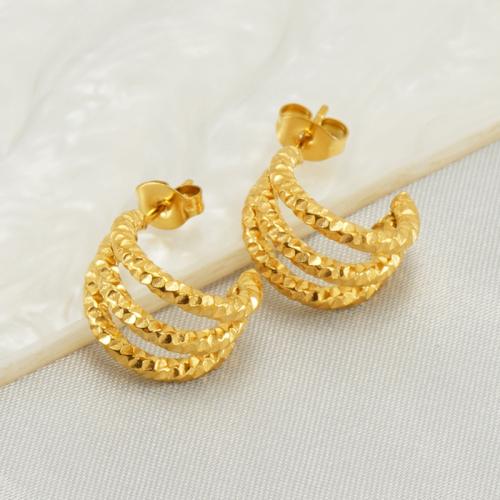 Stainless Steel Stud Earrings 304 Stainless Steel 18K gold plated fashion jewelry & for woman golden Sold By Pair