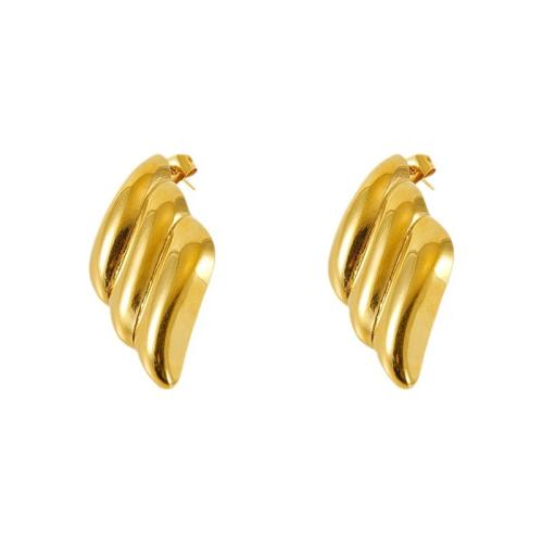 Stainless Steel Stud Earrings 304 Stainless Steel 18K gold plated fashion jewelry & for woman golden Sold By Pair