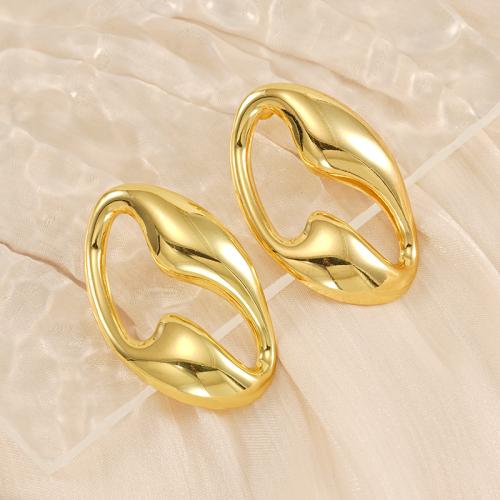 Stainless Steel Stud Earrings 304 Stainless Steel 18K gold plated fashion jewelry & for woman golden Sold By Pair