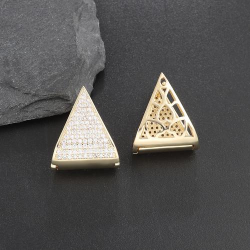 Kubik Zirkonium mikro bana Mässing Örhänge, Triangle, mode smycken & micro bana cubic zirconia & för kvinna, gyllene, 21x18mm, Säljs av Par