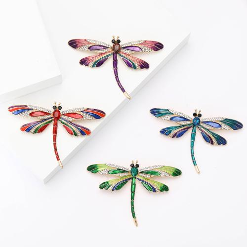 Zinklegering broches, Zinc Alloy, Dragonfly, voor vrouw & glazuur & met strass, meer kleuren voor de keuze, 50x74mm, Verkocht door PC