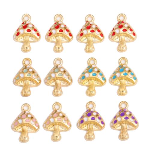 Zinc Alloy émail Pendants, alliage de zinc, champignon, Placage de couleur d'or, DIY, plus de couleurs à choisir, protéger l'environnement, sans nickel, plomb et cadmium, Environ 100PC/sac, Vendu par sac