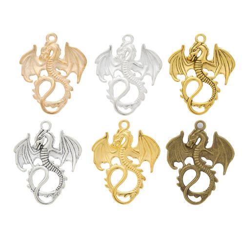 Sinc Alloy Pendants Ainmhithe, Dragon, plátáilte, DIY, dathanna níos mó le haghaidh rogha, nicil, luaidhe & caidmiam saor in aisce, 35x27x2mm, Thart 100ríomhairí pearsanta/Mála, Díolta De réir Mála