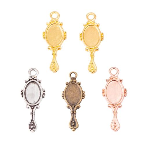 Zinc Alloy vedhæng Cabochon Setting, Mirror, forgyldt, du kan DIY, flere farver til valg, nikkel, bly & cadmium fri, 28x10x2mm, Ca. 100pc'er/Bag, Solgt af Bag