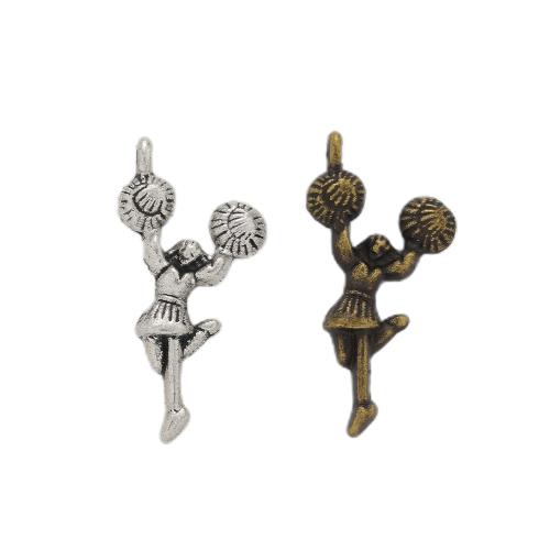 Zink-Aluminium-Anhänger, Zinklegierung, Dancing Girl, plattiert, DIY, keine, frei von Nickel, Blei & Kadmium, 29x14x4mm, ca. 100PCs/Tasche, verkauft von Tasche