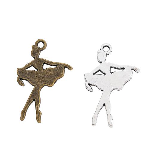 Zink-Aluminium-Anhänger, Zinklegierung, Dancing Girl, plattiert, DIY, keine, frei von Nickel, Blei & Kadmium, 22x14x1mm, ca. 100PCs/Tasche, verkauft von Tasche