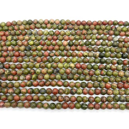 Natural Unakite Beads Round DIY Sold By Strand