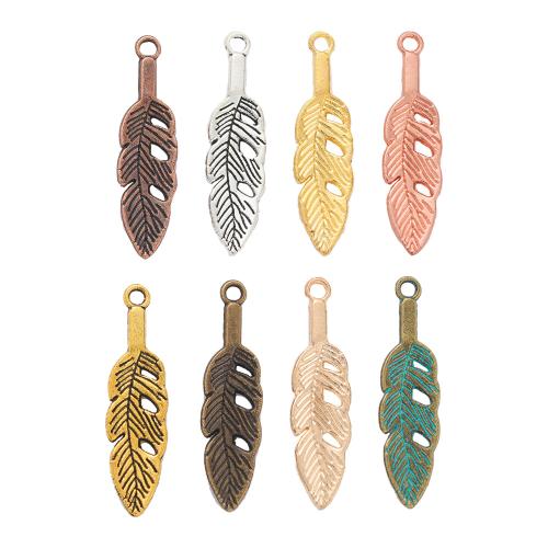 Pendentifs de Feather alliage zinc, alliage de zinc, forme de plume, Placage, DIY, plus de couleurs à choisir, protéger l'environnement, sans nickel, plomb et cadmium, 29x8x1.50mm, 100PC/sac, Vendu par sac