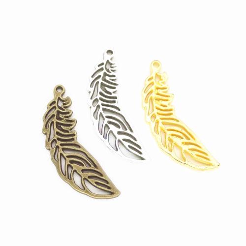 Zinc Alloy Feather Pendants plated DIY nickel lead & cadmium free Sold By Bag