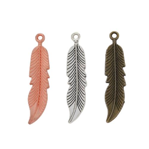 Zinc Alloy Feather Pendants plated DIY nickel lead & cadmium free Sold By Bag