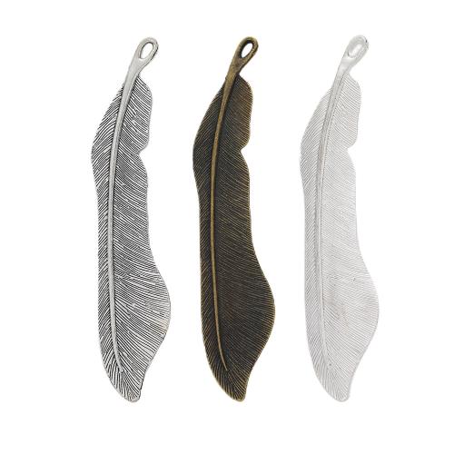 Zinc Alloy Feather Pendants plated DIY nickel lead & cadmium free Sold By Bag