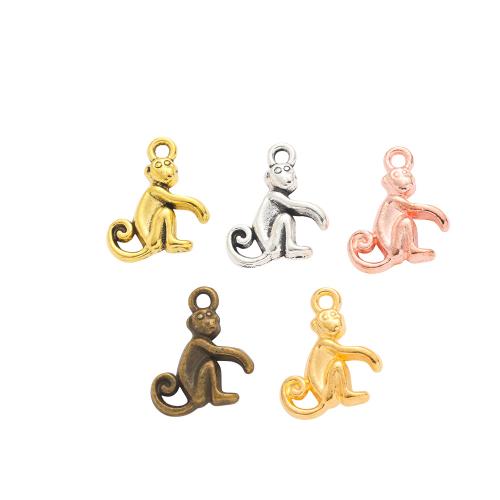 Zinc Alloy Animal Pendler, Monkey, forgyldt, du kan DIY, flere farver til valg, nikkel, bly & cadmium fri, 17x12x3mm, 100pc'er/Bag, Solgt af Bag