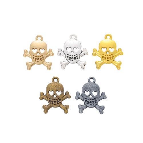 Zinc Alloy Skull Pendler, forgyldt, du kan DIY, flere farver til valg, nikkel, bly & cadmium fri, 25x21x3mm, 100pc'er/Bag, Solgt af Bag