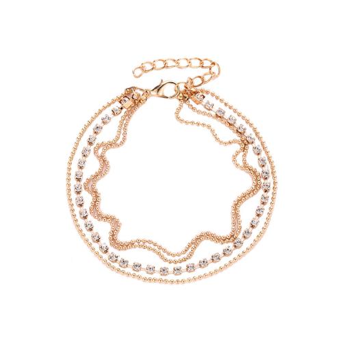 Zinc Alloy Anklet with 5cm extender chain plated fashion jewelry & with rhinestone nickel lead & cadmium free Length 21 cm Sold By PC