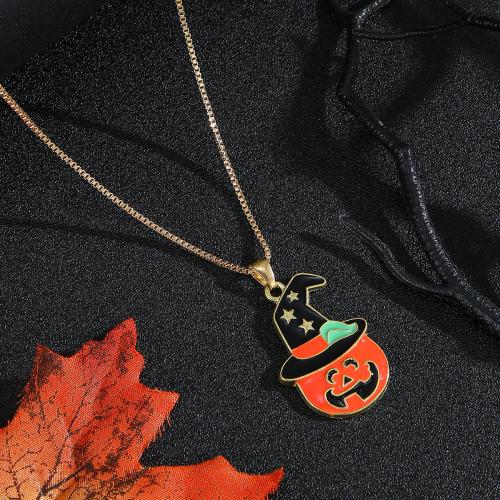 Halloween Necklace Zinc Alloy with 5cm extender chain plated fashion jewelry & enamel nickel lead & cadmium free Length 42 cm Sold By PC