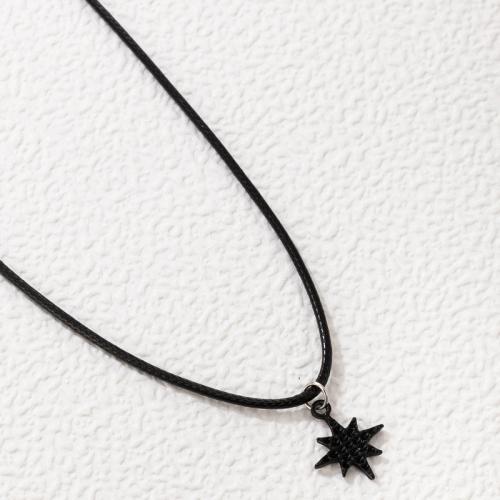 Zinc Alloy Jewelry Necklace Wax Cord with Zinc Alloy with 5.5cm extender chain fashion jewelry black Length 40.5 cm Sold By PC