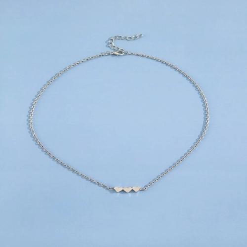 Zinc Alloy Jewelry Necklace with 5cm extender chain silver color plated fashion jewelry silver color nickel lead & cadmium free Length 44 cm Sold By PC