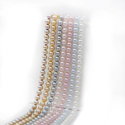 Glass Pearl Beads Round plated DIY Approx Sold By Bag