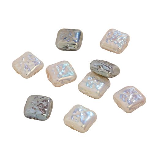 Glass Pearl Beads Square plated DIY 14mm Sold By Bag