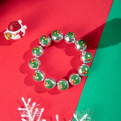 Christmas Holiday Bracelet Resin with Elastic Thread Christmas Design & for woman Sold By PC