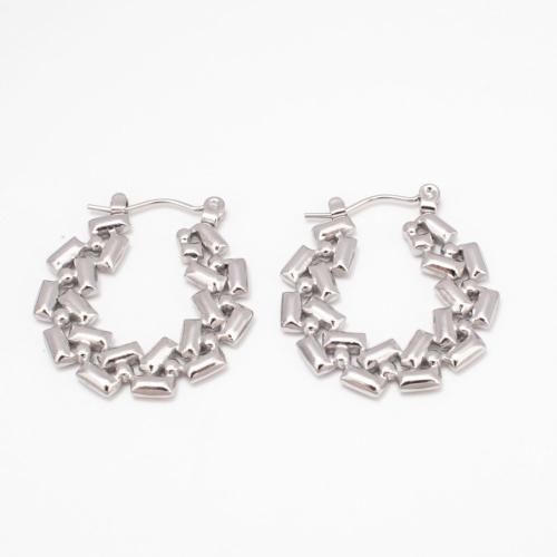 Stainless Steel Lever Terug Earring, 304 roestvrij staal, mode sieraden & voor vrouw & hol, meer kleuren voor de keuze, 25x24mm, Verkocht door pair