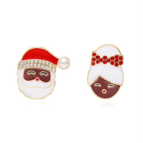 Christmas Earrings Zinc Alloy plated fashion jewelry & for woman & with rhinestone Sold By Pair