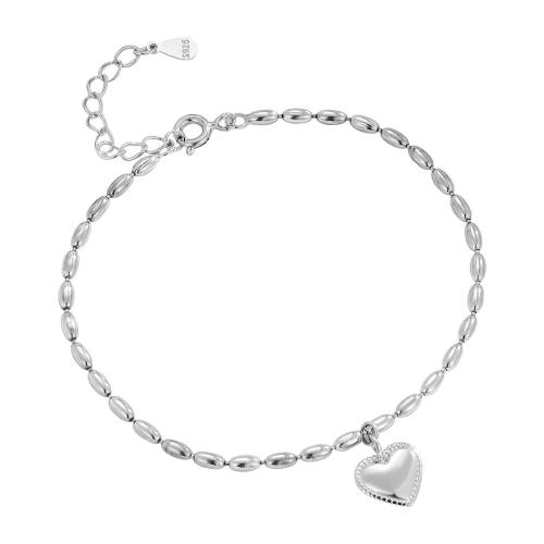 925 Sterling Silver Bangle Bracelet with 3CM extender chain Heart for woman silver color Length Approx 15.5 cm Sold By PC