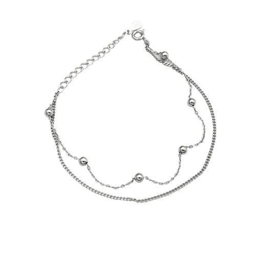 Sterling Silver Βραχιόλια, 925 Sterling Silver, με 3.5CM επεκτατικού αλυσίδας, για τη γυναίκα, ασήμι, Μήκος Περίπου 15.5 cm, Sold Με PC