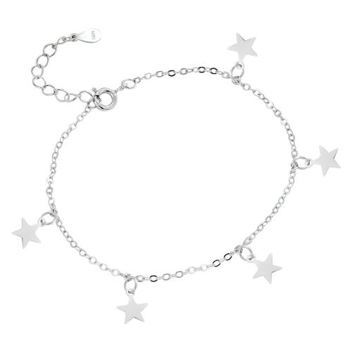 Pulseras de Plata Estelina, plata de ley 925, con 3CM extender cadena, Estrella, para mujer, más colores para la opción, longitud aproximado 15.5 cm, Vendido por UD