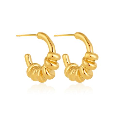 Stainless Steel Stud Earrings 304 Stainless Steel plated for woman gold Sold By Pair