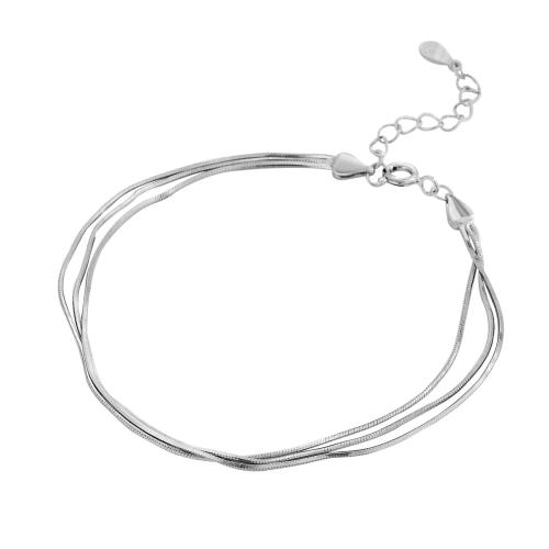 Sterling Silver Armband, 925 Sterling Silver, med 3CM extender kedja, för kvinna, silver, Längd Ca 16.5 cm, Säljs av PC