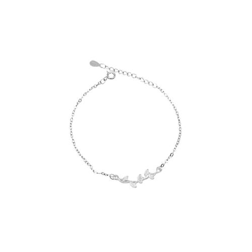 Sterling Silver Βραχιόλια, 925 Sterling Silver, με 3CM επεκτατικού αλυσίδας, Φύλλα Ginkgo, για τη γυναίκα, ασήμι, Μήκος Περίπου 15.5 cm, Sold Με PC