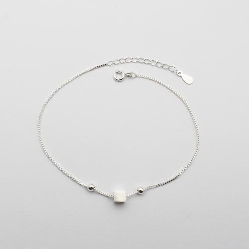 
Mode Sterling Silver Anklet, 925 Sterling Silver, med 3CM extender kedja, för kvinna, silver, Längd Ca 20 cm, Säljs av PC