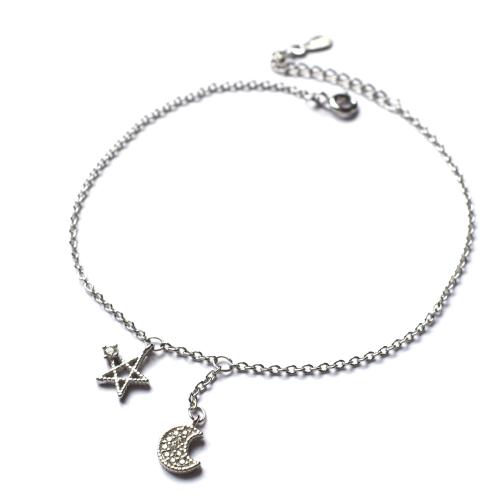 Fashion Sterling Silver Anklet 925 Sterling Silver with 3CM extender chain for woman silver color Length Approx 20 cm Sold By PC