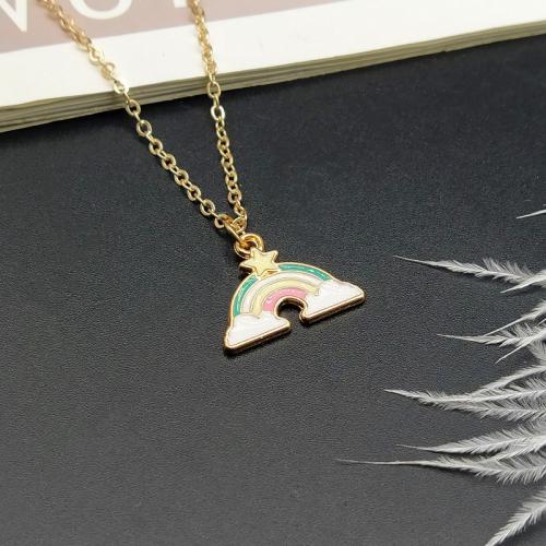 Zinc Alloy Jewelry Necklace with 5cm extender chain & for woman & enamel golden Length Approx 40 cm Sold By PC