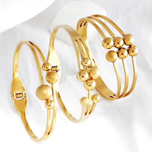 Pulsera de acero de titanio, Partículas de acero, chapado, diferentes estilos para la opción & para mujer, dorado, Vendido por UD