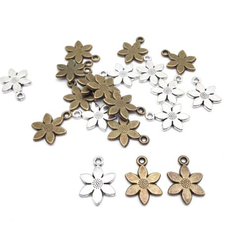 Zinc Alloy Flower Pendler, forgyldt, du kan DIY, flere farver til valg, 12x17x2mm, 100pc'er/Bag, Solgt af Bag