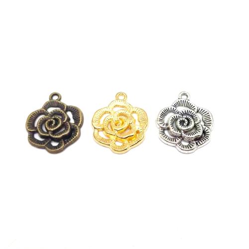 Zinc Alloy Flower Pendants Rose plated DIY Sold By Bag