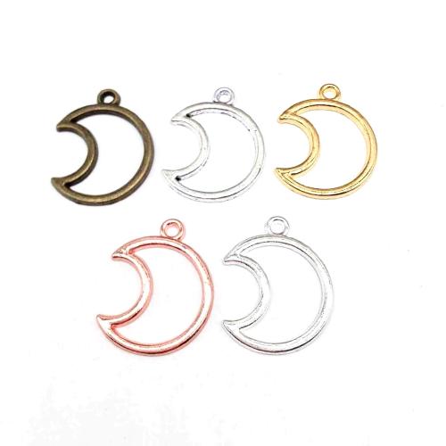 Zinc Alloy Moon Pendler, forgyldt, du kan DIY, flere farver til valg, 27x21mm, 100pc'er/Bag, Solgt af Bag